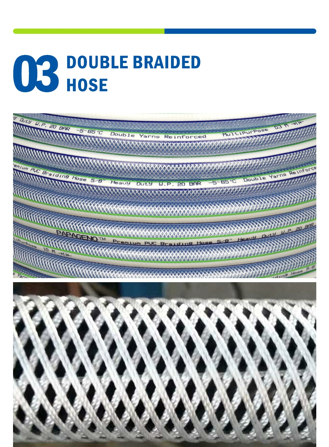 1/4" -3" Inch Clear Flexible PVC Polyester Fiber Reinforced Braided Water Hose