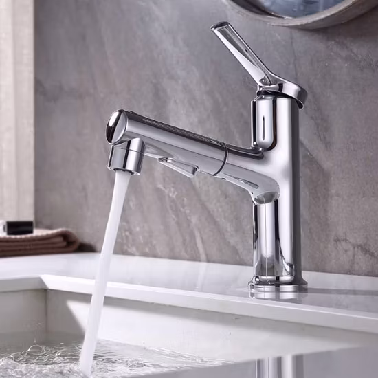 Aquacubic Cupc corpo de latão certificado luxo cromado flexível três funções torneiras de banheiro retráteis Produto